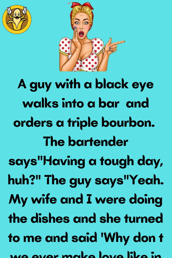 A guy with a black eye walks into a bar - Mr-Jokes