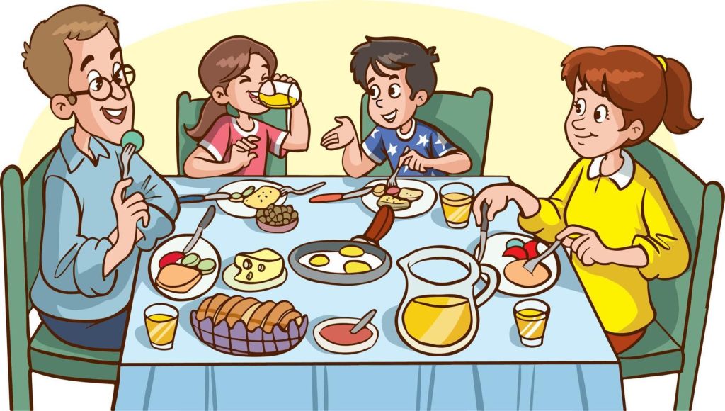 A family is at the dinner table